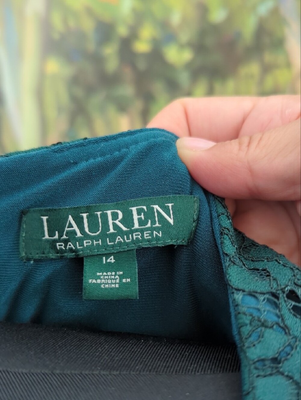Women's Ralph Lauren Dark Teal Lace V-Neck Dress - Picture 6 of 8